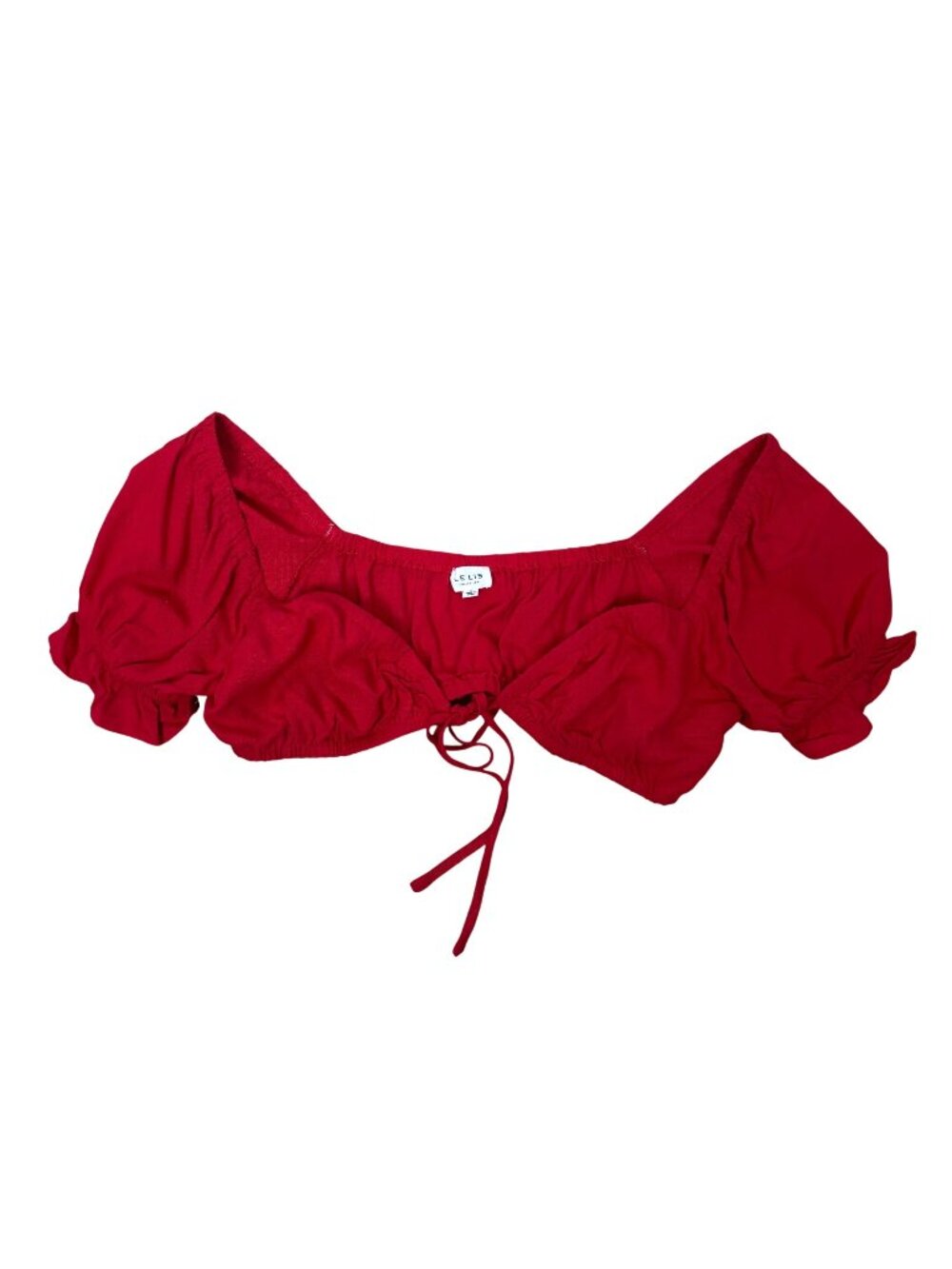 ✨3/$30 Le Lis L Red Puff Sleeve Milkmaid Crop Top Sexy Festival Boho Cottagecore